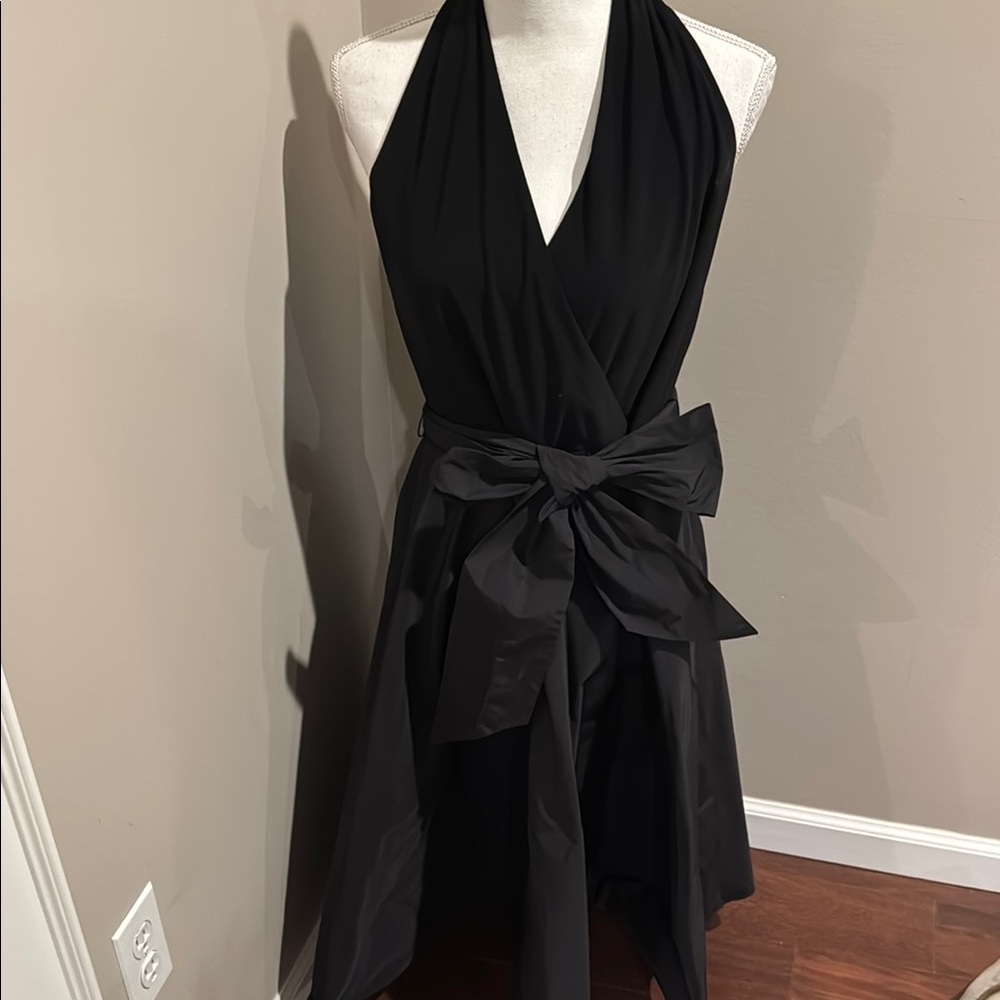Lauren Ralph Lauren backless halter midi dress with self tie
